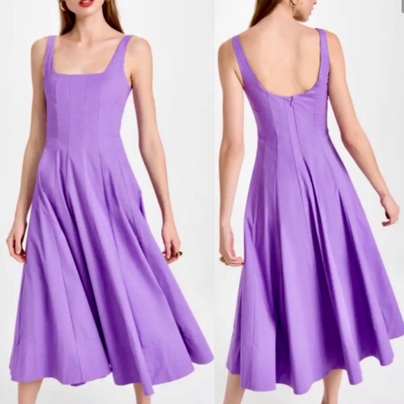 STAUD WELLS COTTON POPLIN DRESS